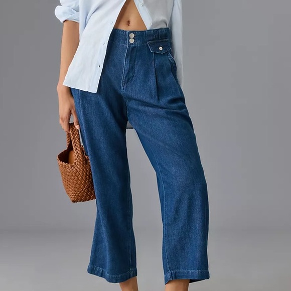 Pilcro Pants - Pilcro Blue Wide-Leg Pants